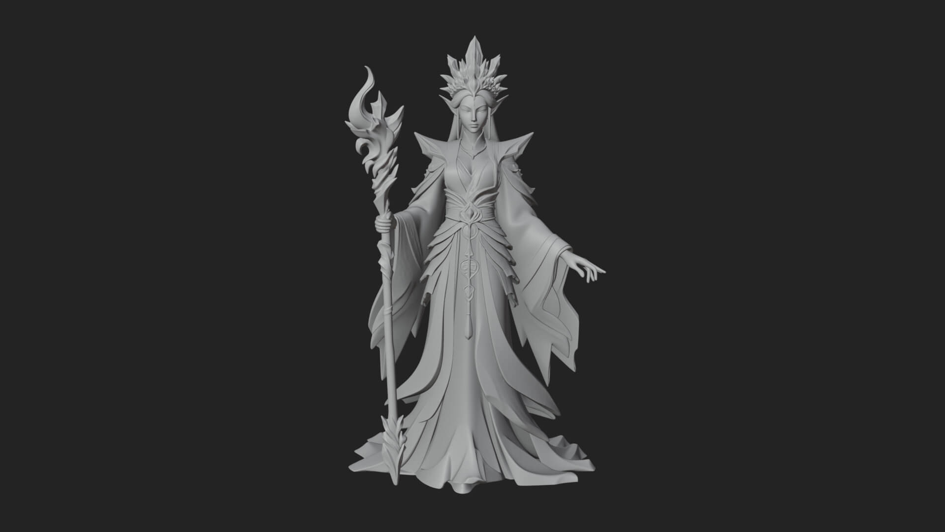 Elven Queen Statue Design 18 3D Print Model 3D Model