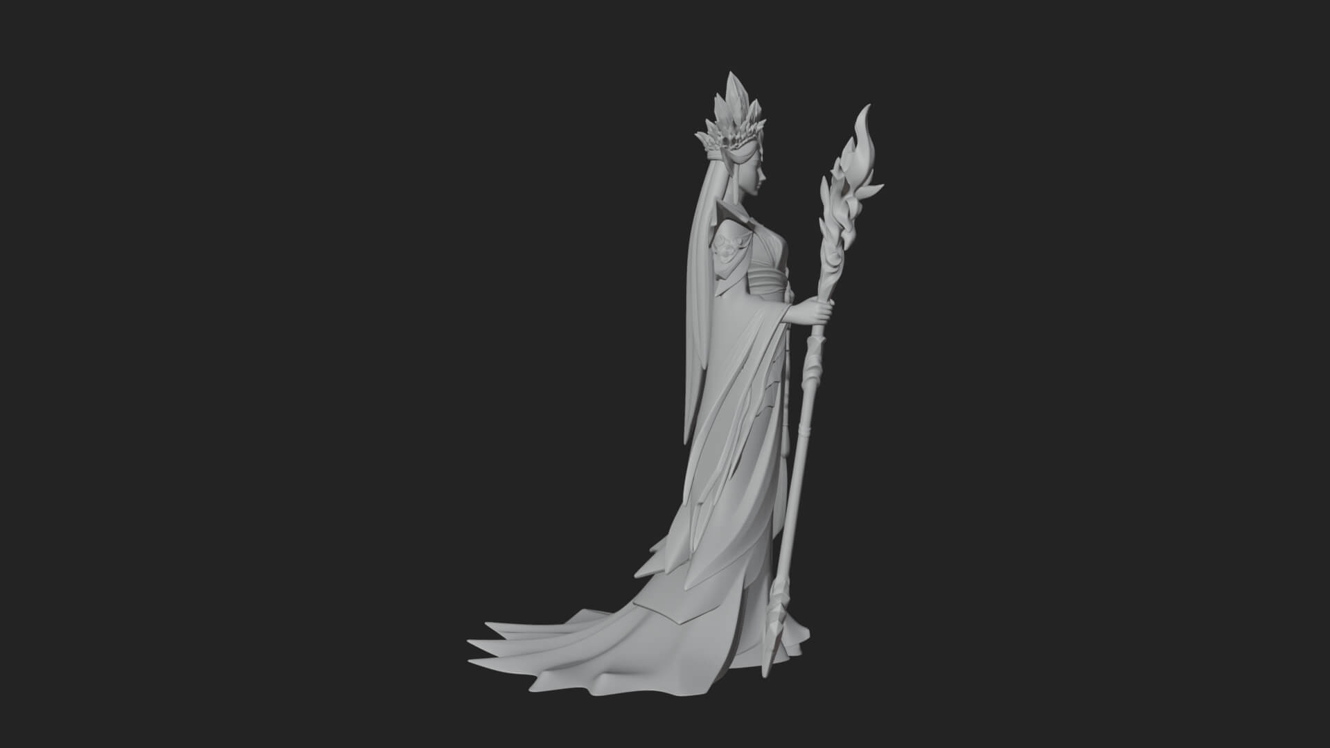 Elven Queen Statue Design 18 3D Print Model 3D Model