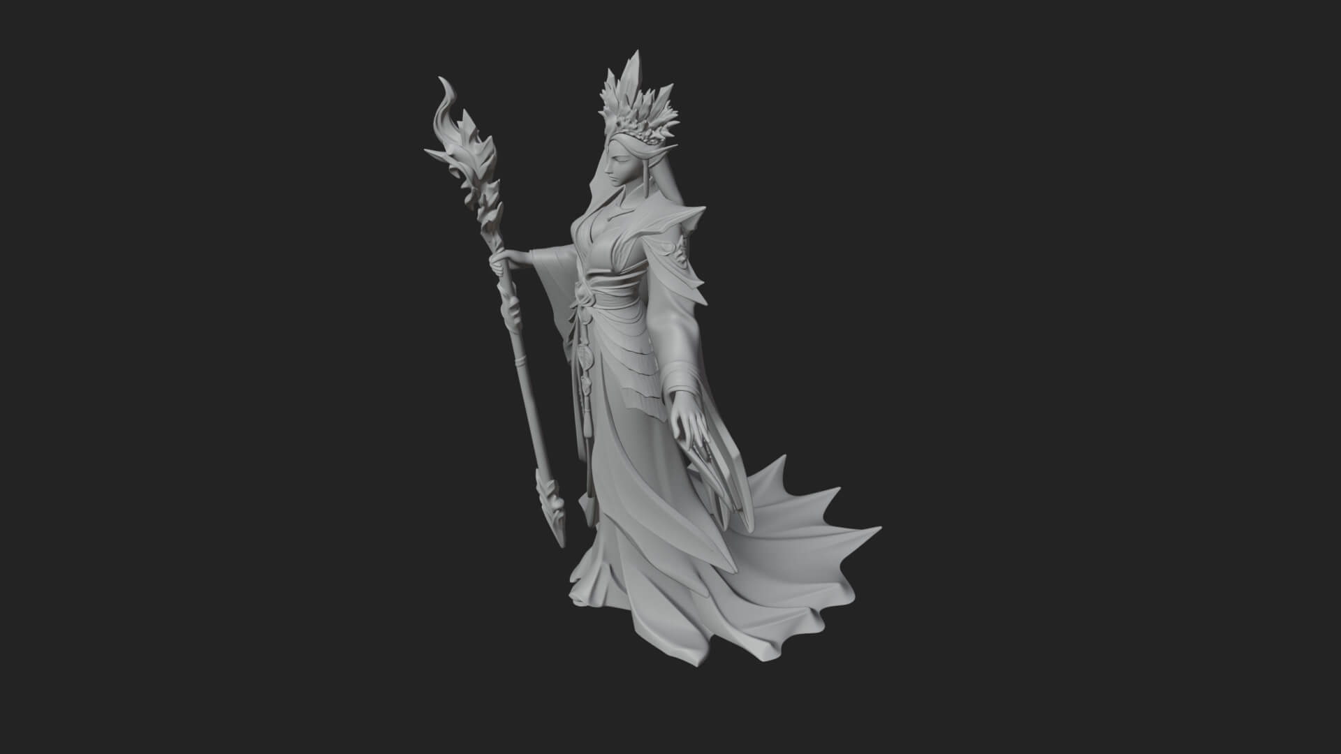 Elven Queen Statue Design 18 3D Print Model 3D Model
