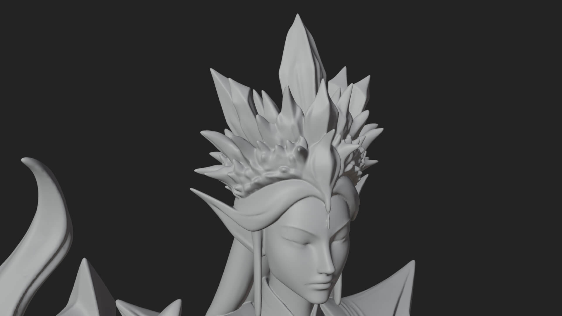 Elven Queen Statue Design 18 3D Print Model 3D Model