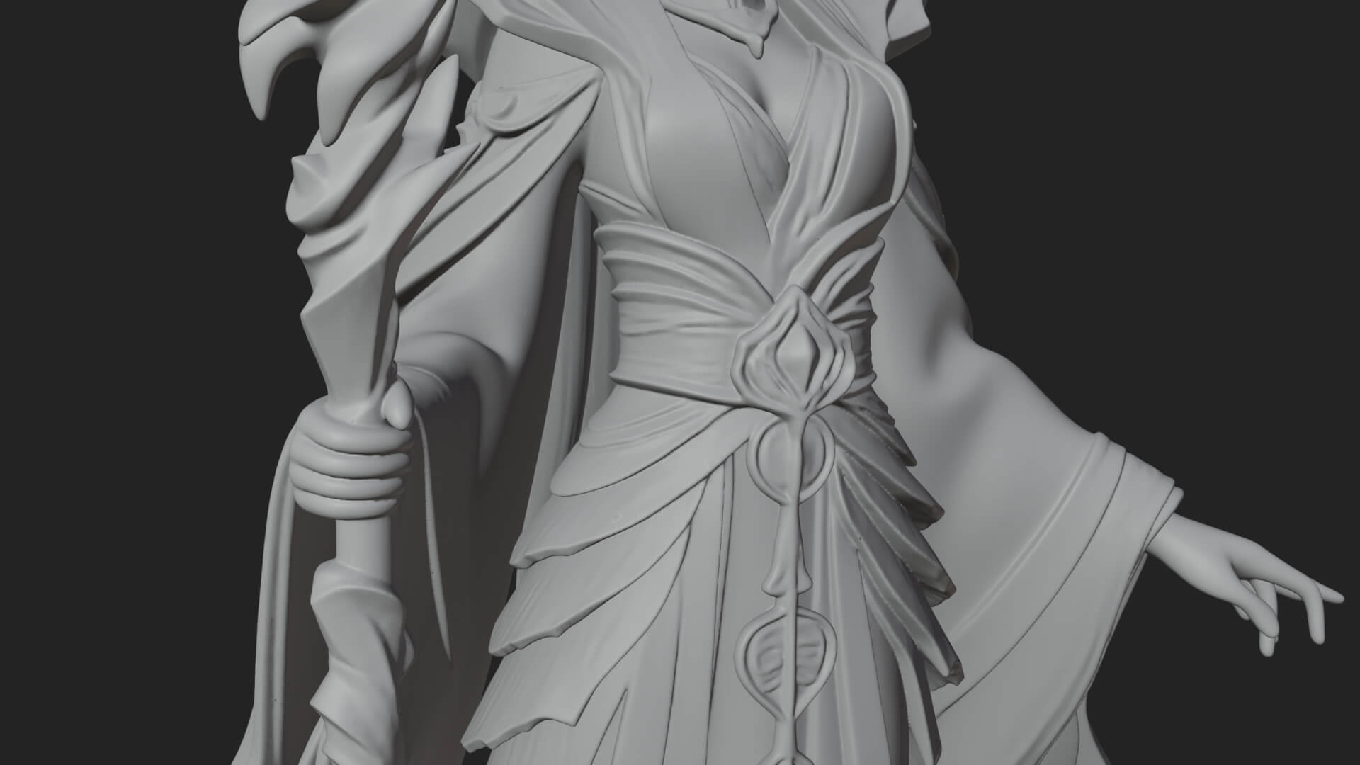 Elven Queen Statue Design 18 3D Print Model 3D Model