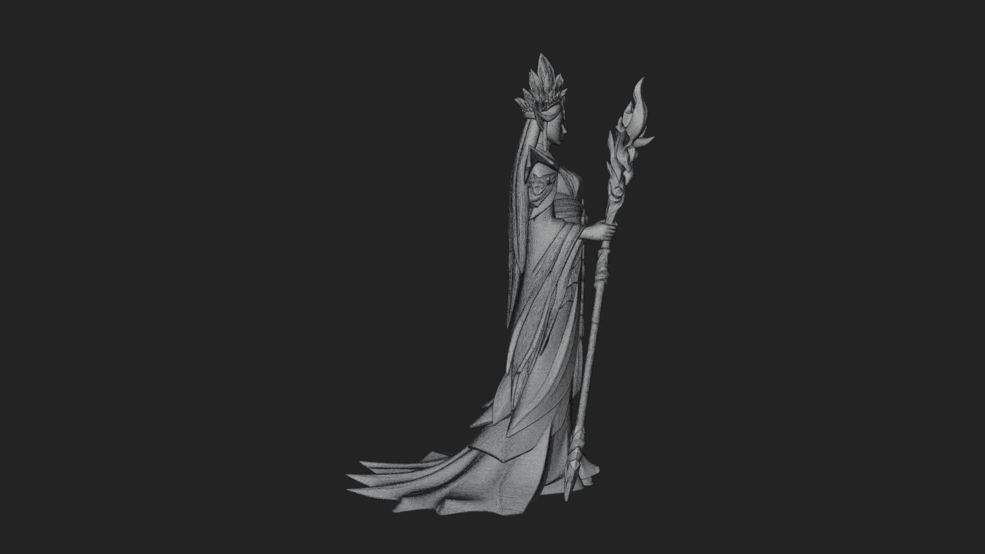 Elven Queen Statue Design 18 3D Print Model 3D Model