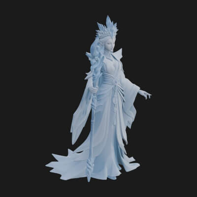 Elven Queen Statue Design 18 3D Print Model