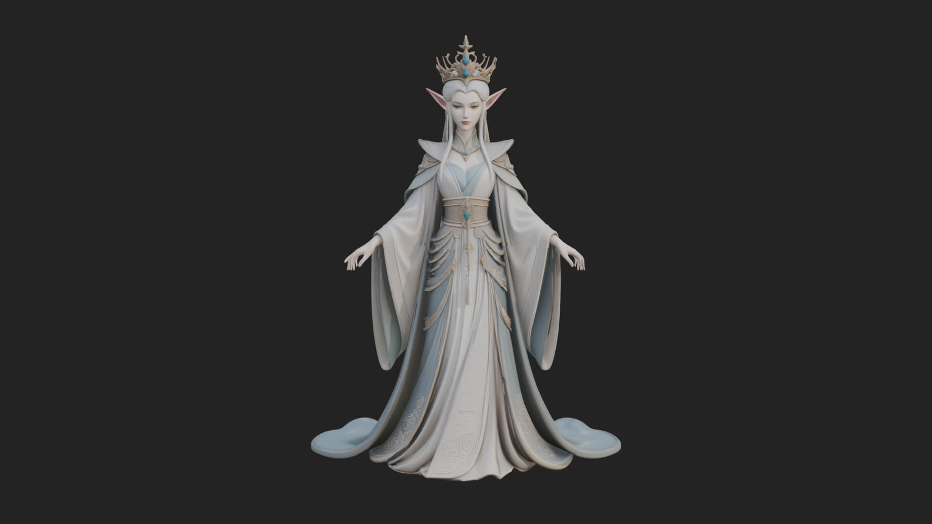 Elven Queen Statue Design 19 3D Print Model 3D Model