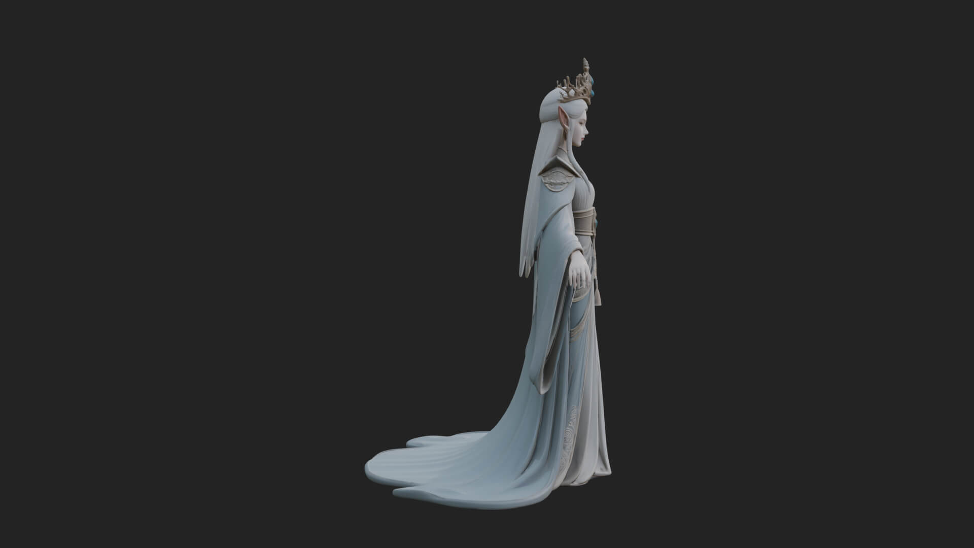 Elven Queen Statue Design 19 3D Print Model 3D Model