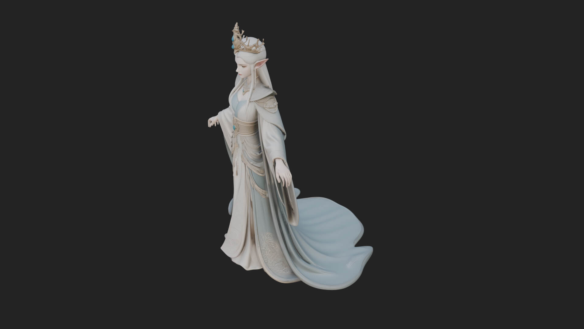 Elven Queen Statue Design 19 3D Print Model 3D Model