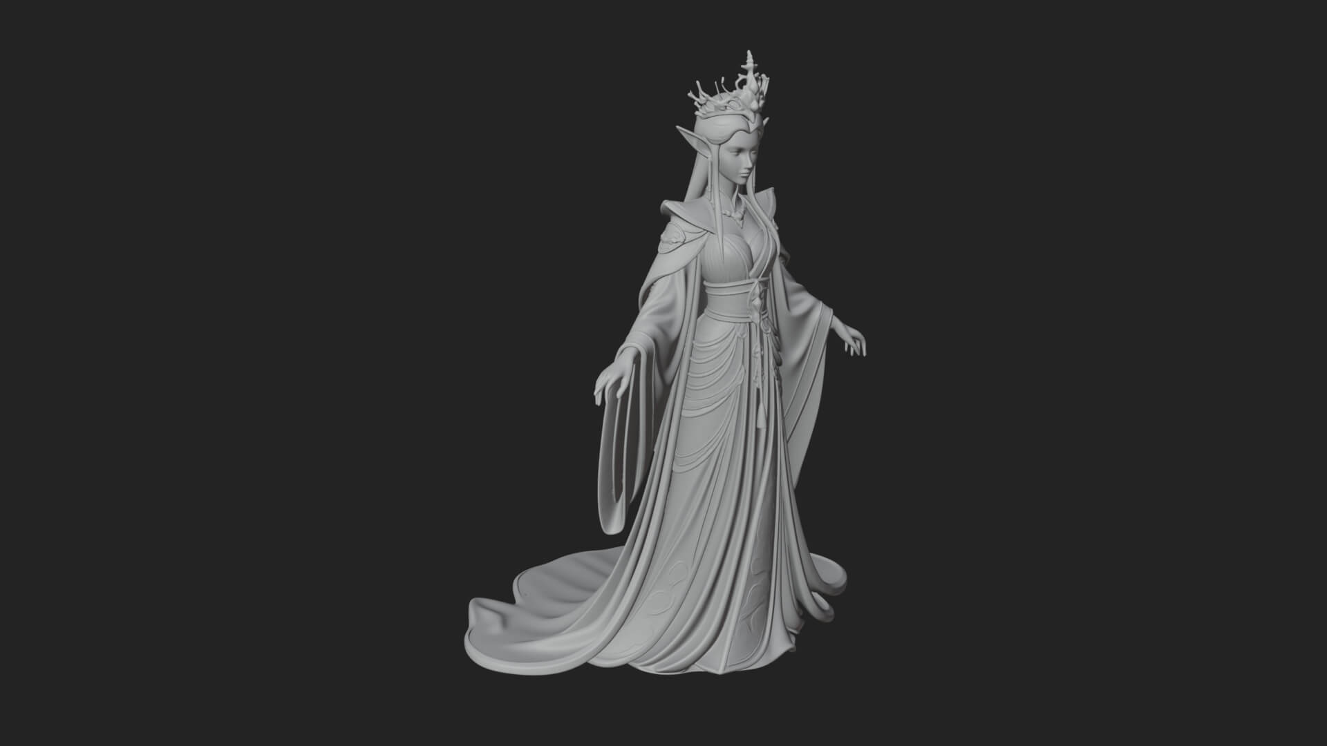 Elven Queen Statue Design 19 3D Print Model 3D Model