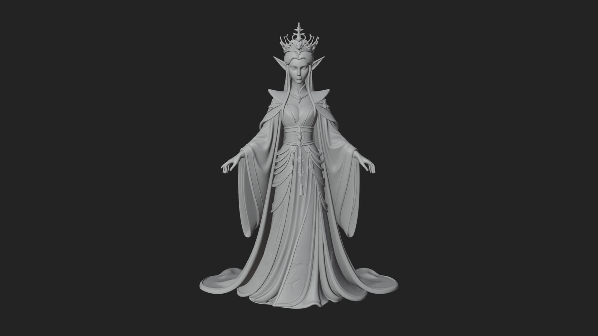 Elven Queen Statue Design 19 3D Print Model 3D Model