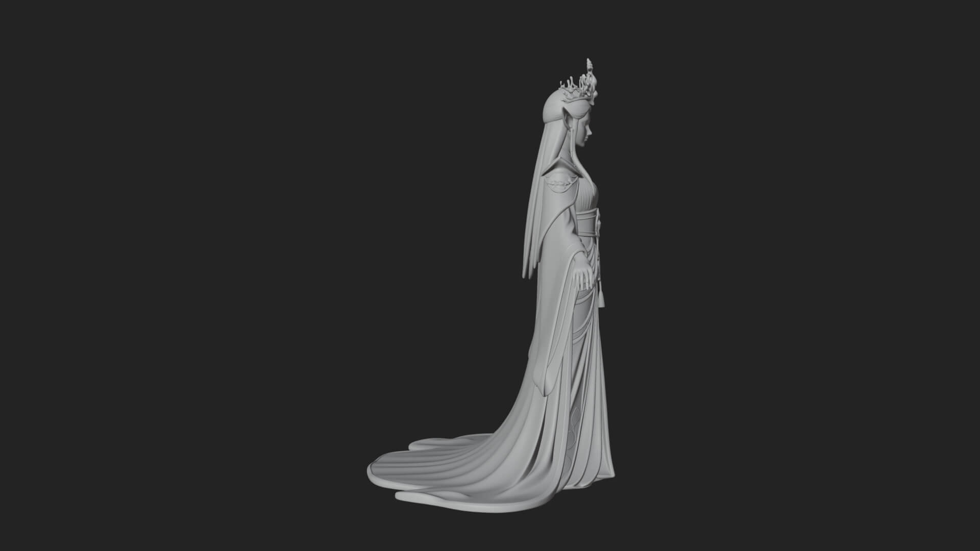 Elven Queen Statue Design 19 3D Print Model 3D Model