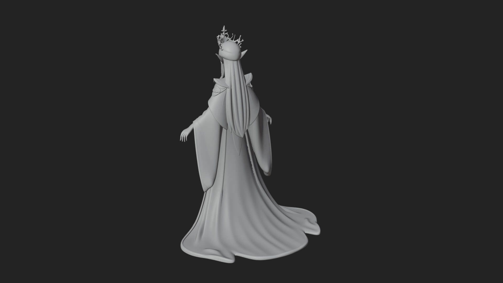 Elven Queen Statue Design 19 3D Print Model 3D Model