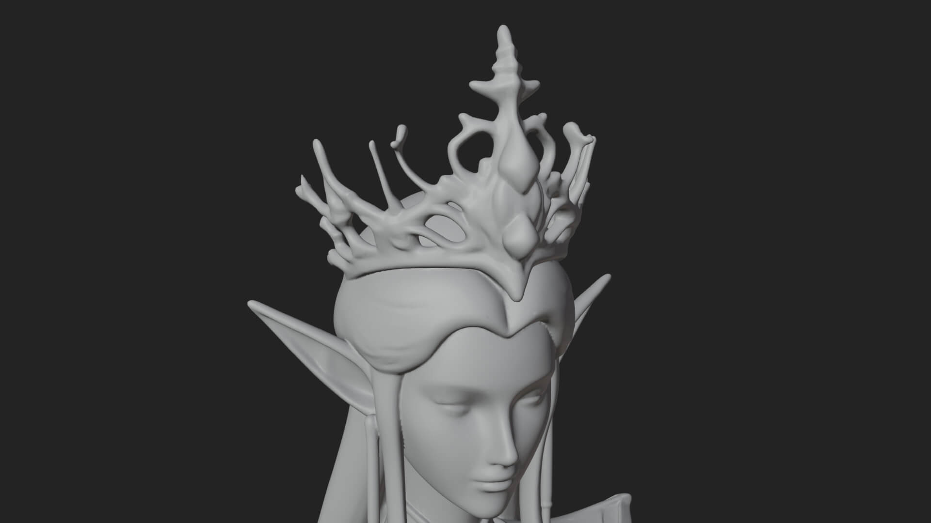 Elven Queen Statue Design 19 3D Print Model 3D Model