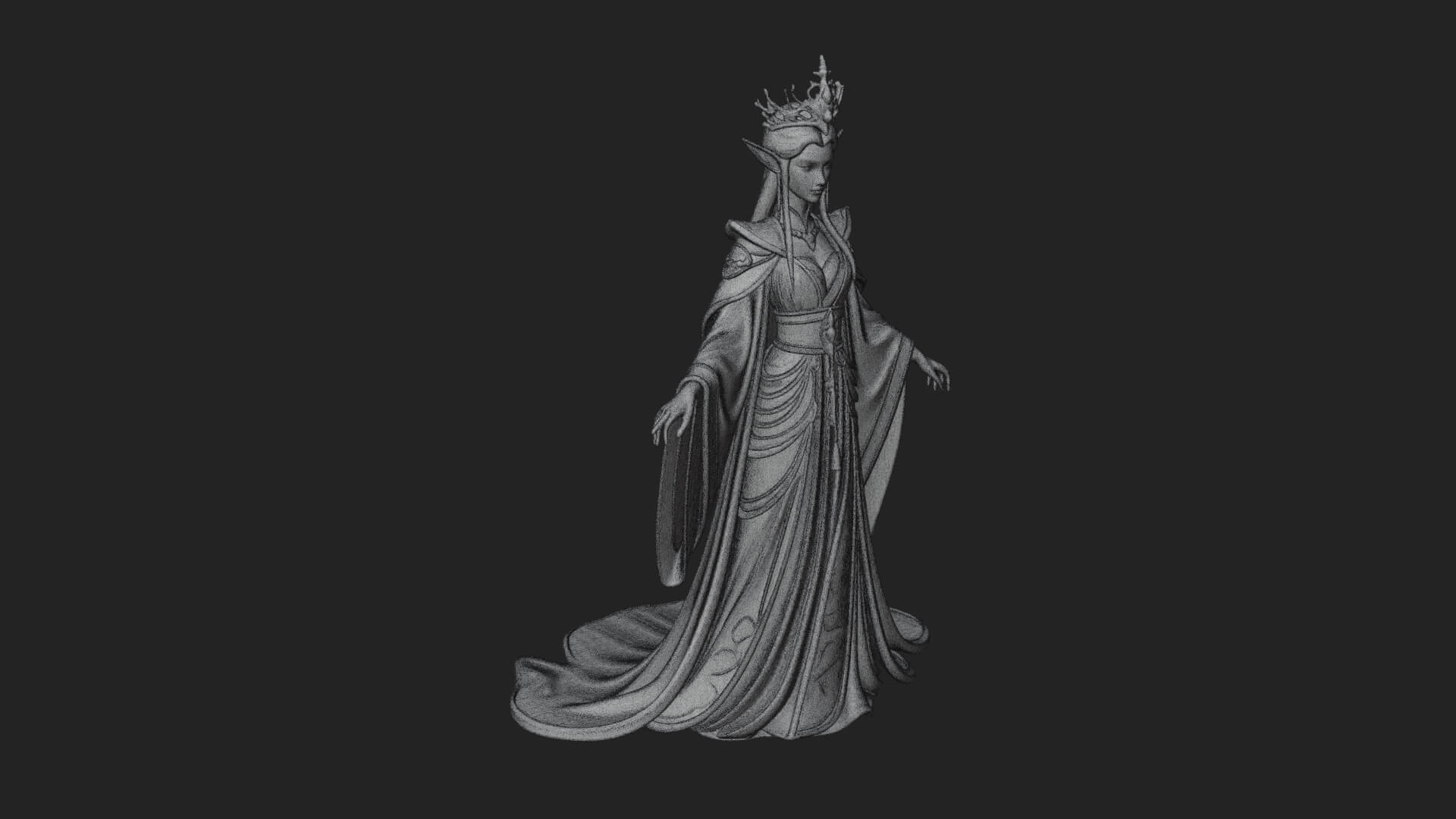 Elven Queen Statue Design 19 3D Print Model 3D Model