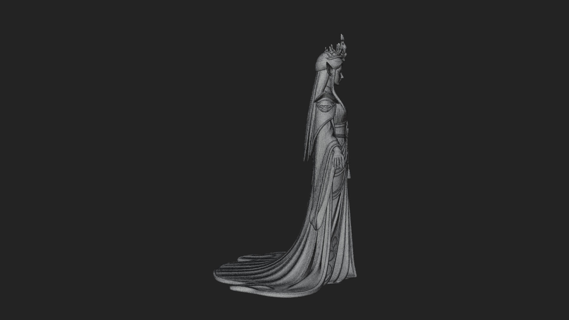 Elven Queen Statue Design 19 3D Print Model 3D Model