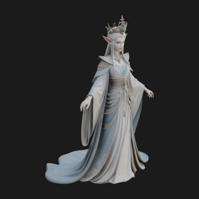 Elven Queen Statue Design 19 3D Print Model