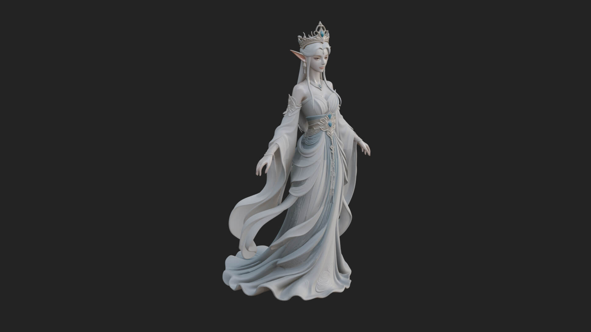 Elven Queen Statue Design 20 3D Print Model 3D Model