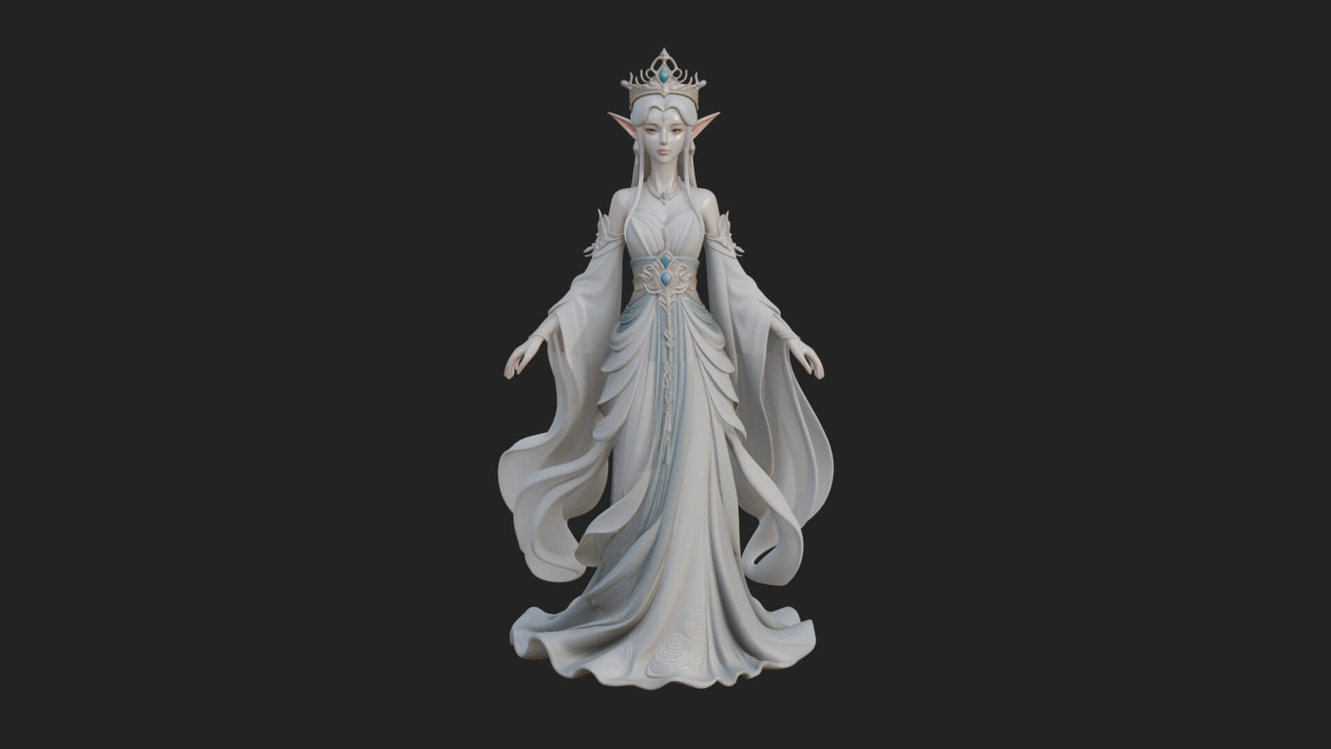 Elven Queen Statue Design 20 3D Print Model 3D Model