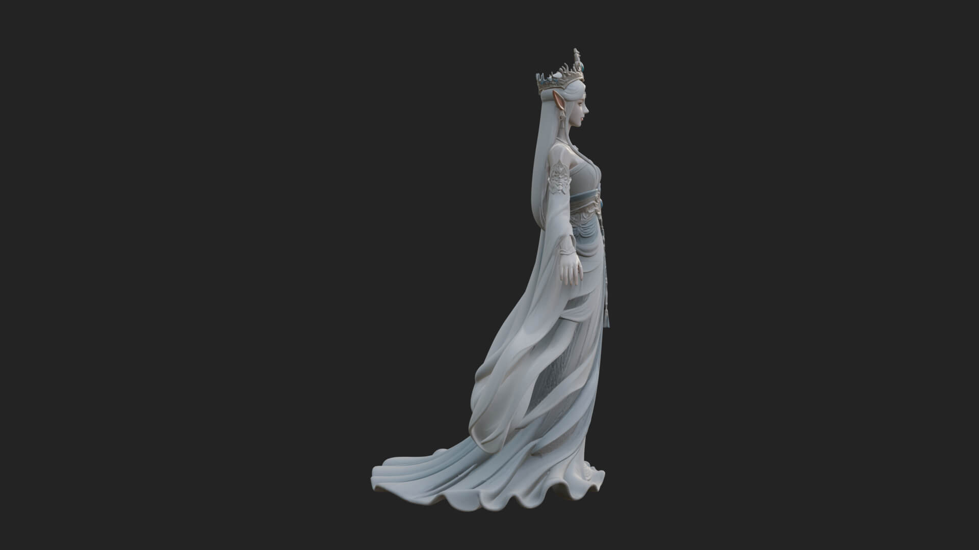 Elven Queen Statue Design 20 3D Print Model 3D Model