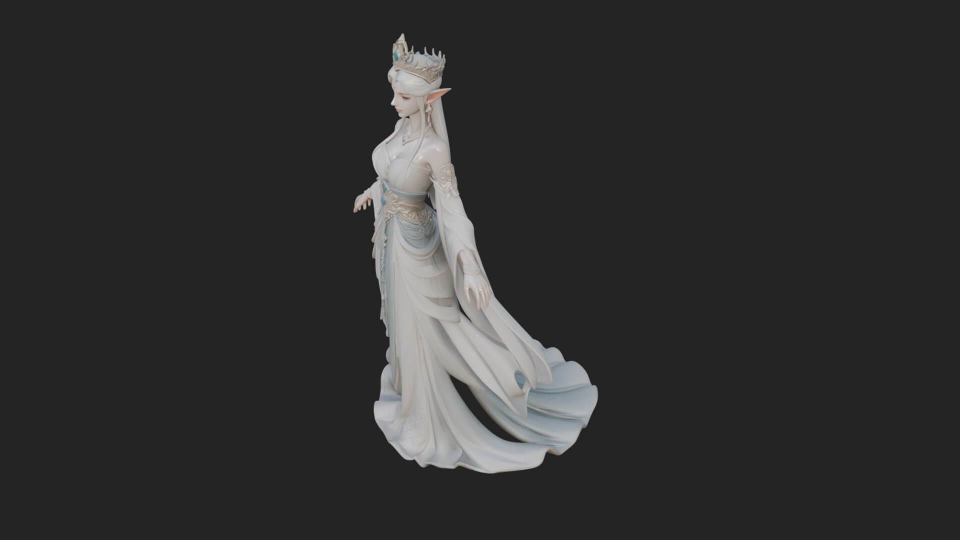 Elven Queen Statue Design 20 3D Print Model 3D Model
