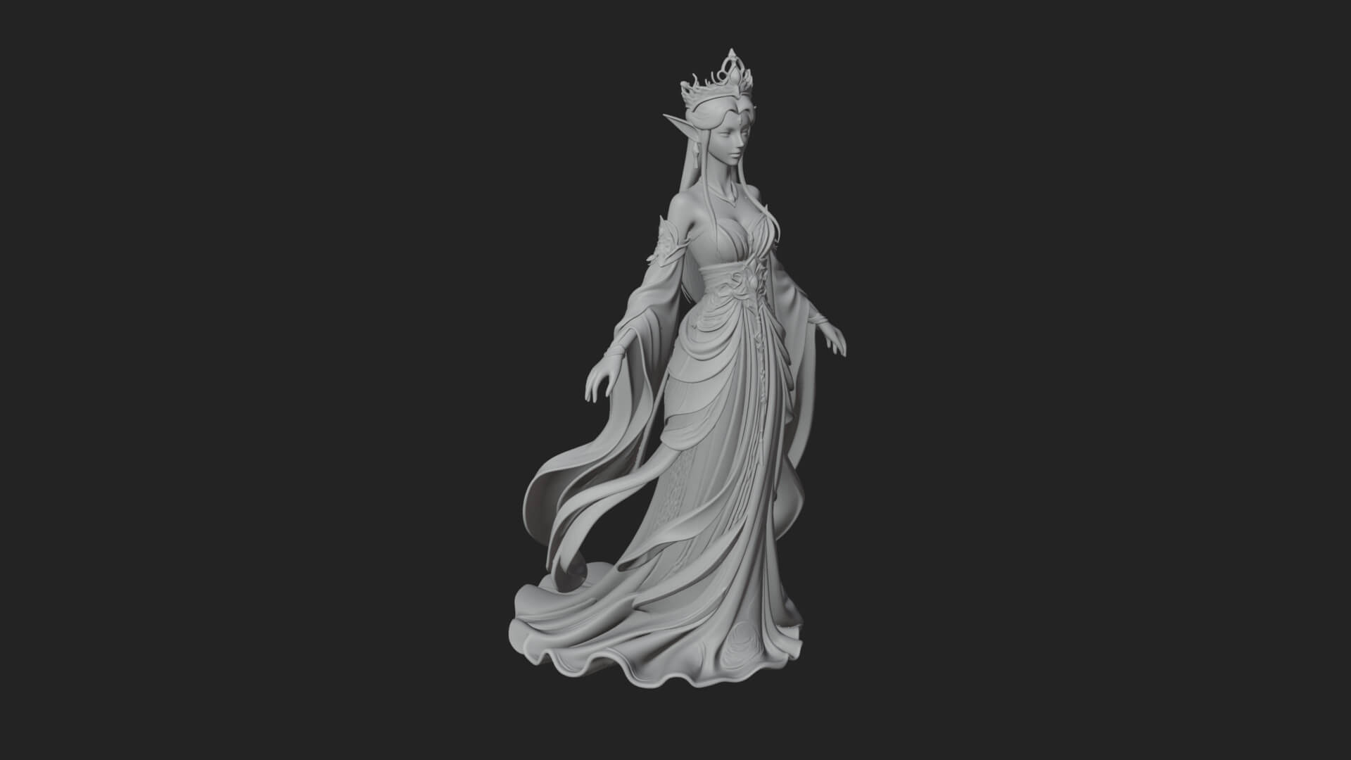 Elven Queen Statue Design 20 3D Print Model 3D Model