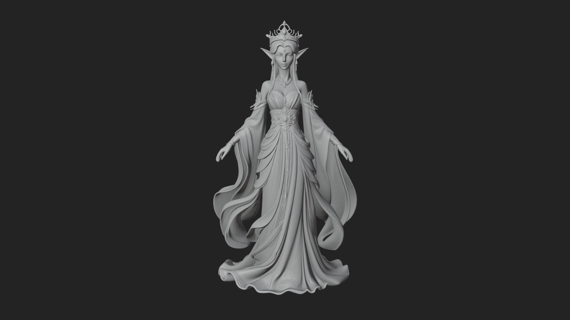 Elven Queen Statue Design 20 3D Print Model 3D Model