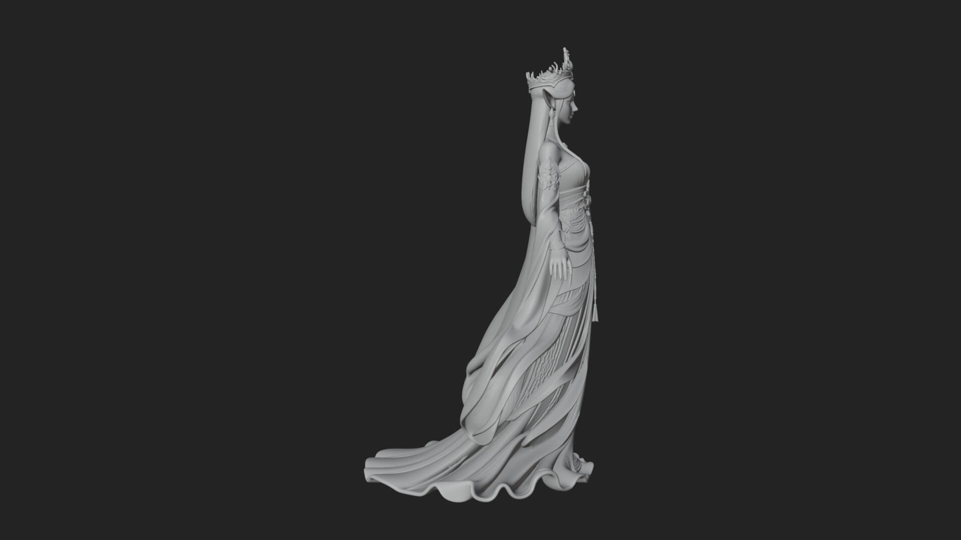 Elven Queen Statue Design 20 3D Print Model 3D Model