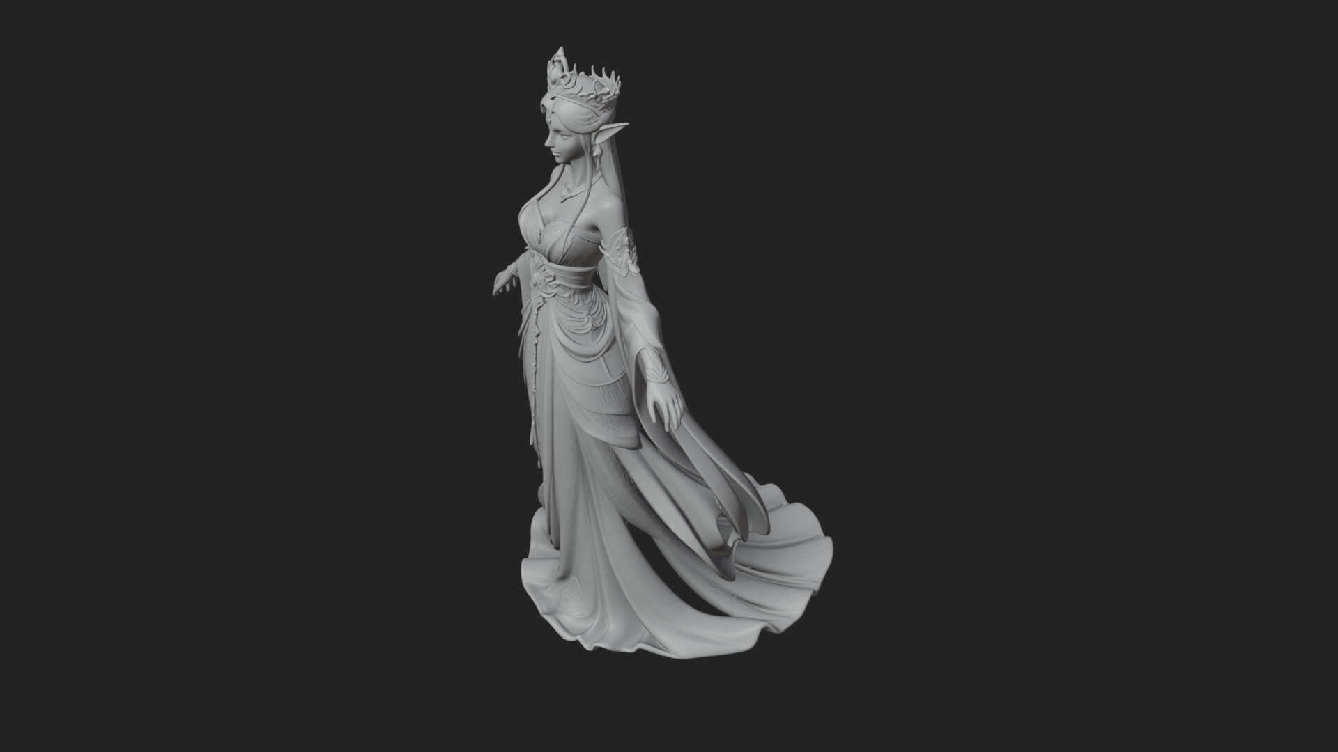 Elven Queen Statue Design 20 3D Print Model 3D Model