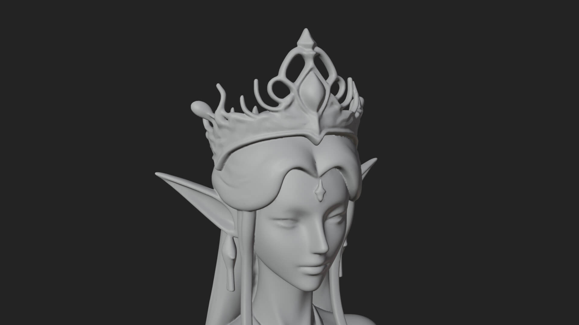 Elven Queen Statue Design 20 3D Print Model 3D Model