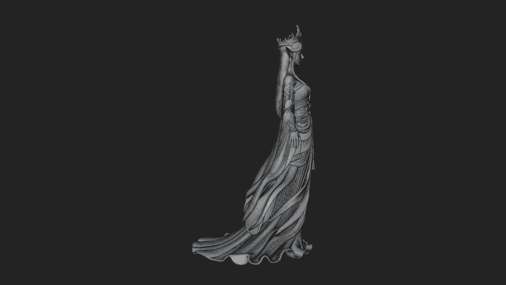 Elven Queen Statue Design 20 3D Print Model 3D Model