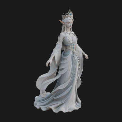 Elven Queen Statue Design 20 3D Print Model