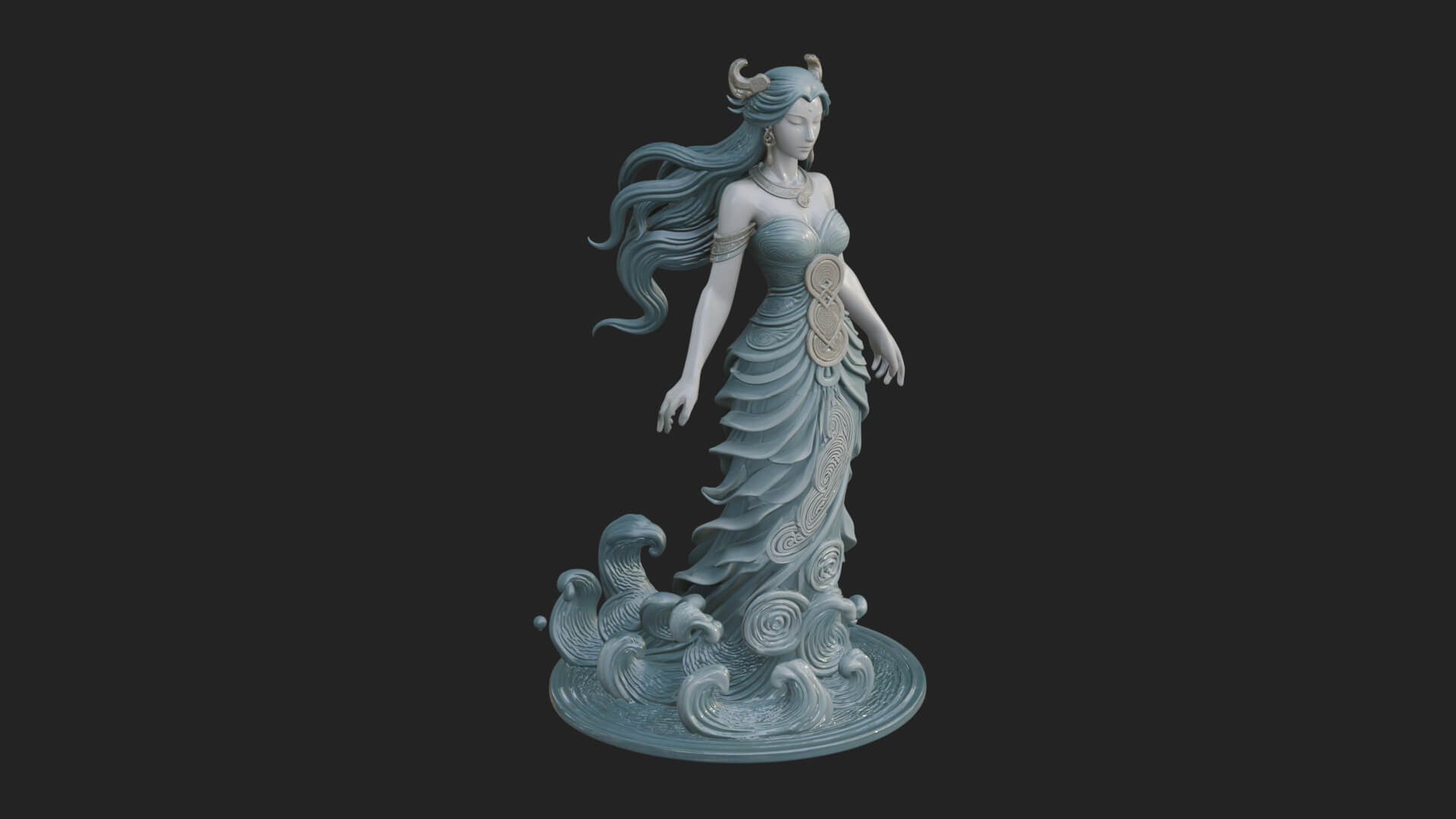 Elven Queen Statue Design 21 3D Print Model 3D Model