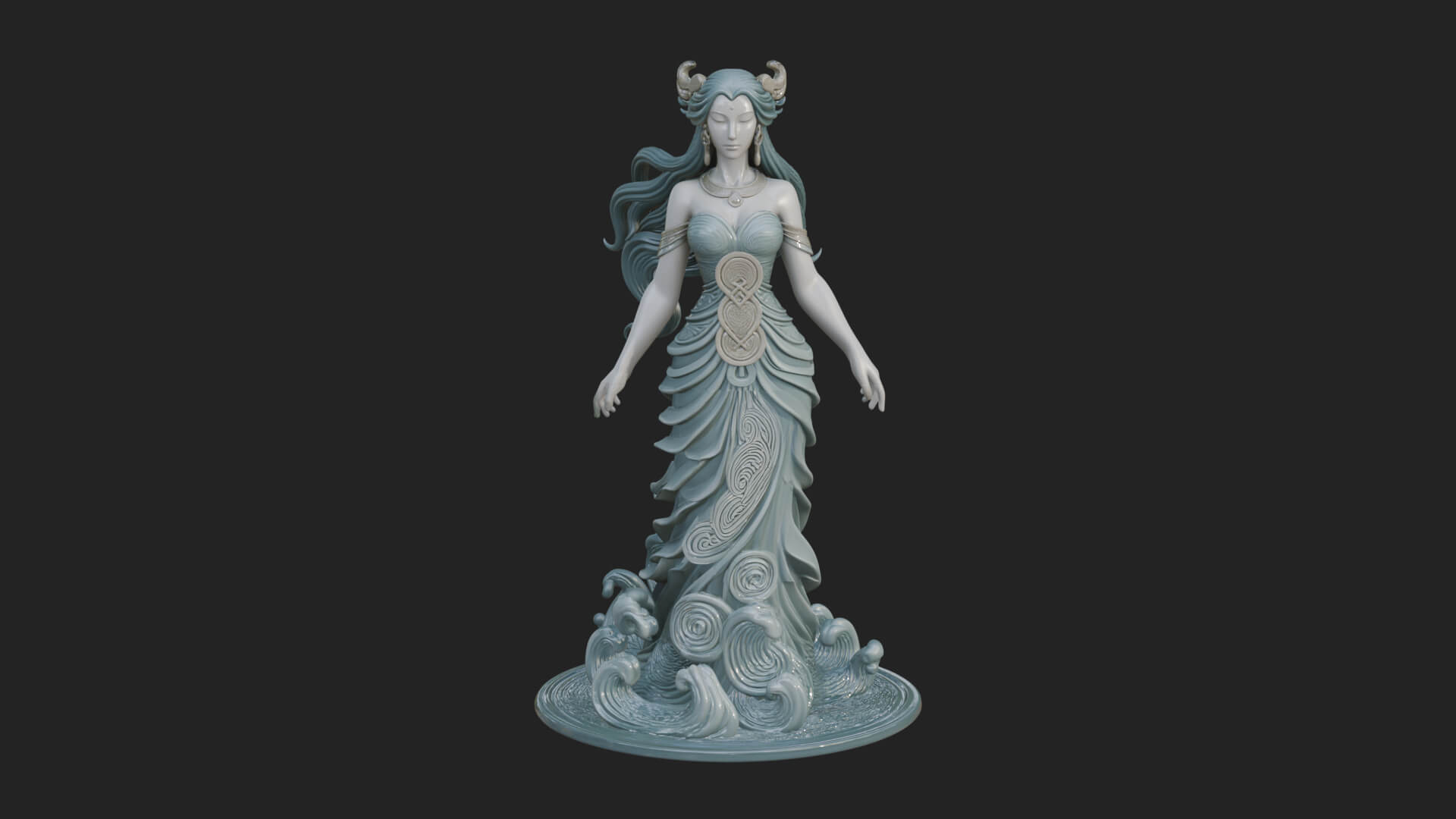 Elven Queen Statue Design 21 3D Print Model 3D Model