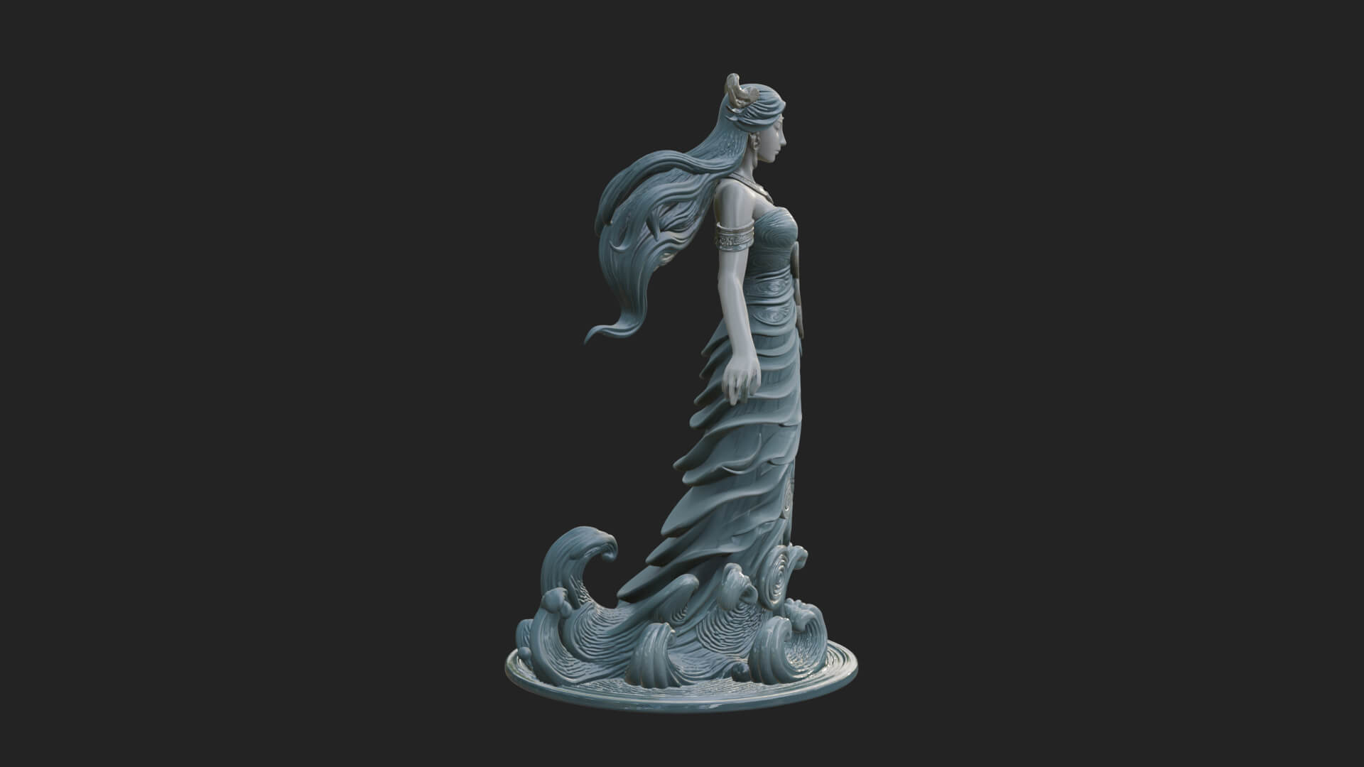 Elven Queen Statue Design 21 3D Print Model 3D Model