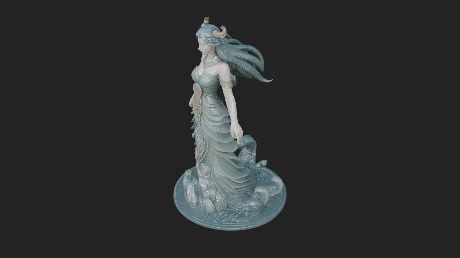 Elven Queen Statue Design 21 3D Print Model 3D Model