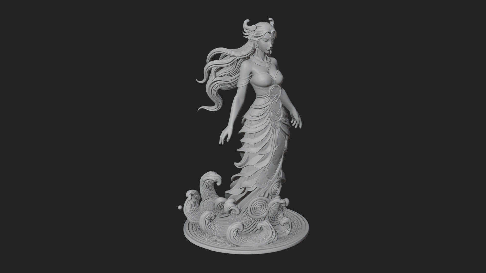 Elven Queen Statue Design 21 3D Print Model 3D Model