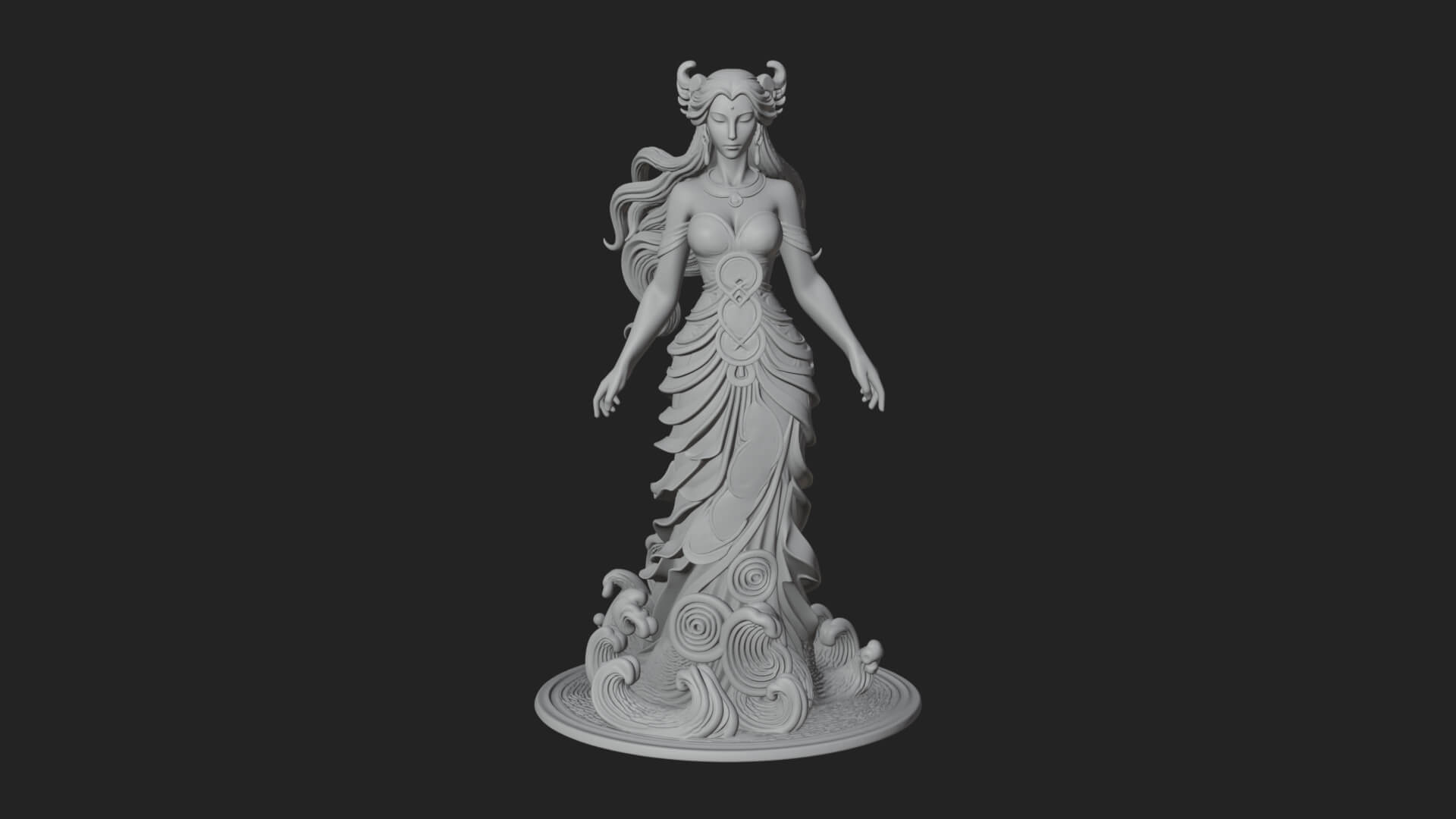 Elven Queen Statue Design 21 3D Print Model 3D Model