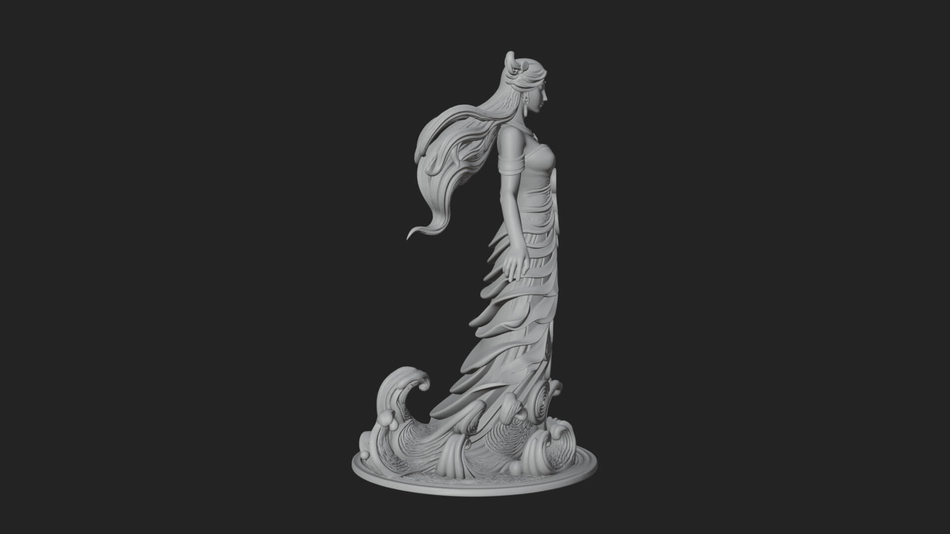Elven Queen Statue Design 21 3D Print Model 3D Model
