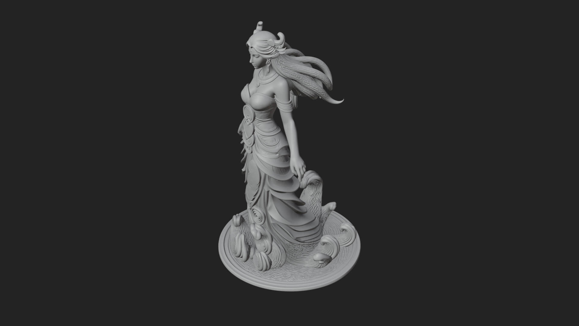 Elven Queen Statue Design 21 3D Print Model 3D Model