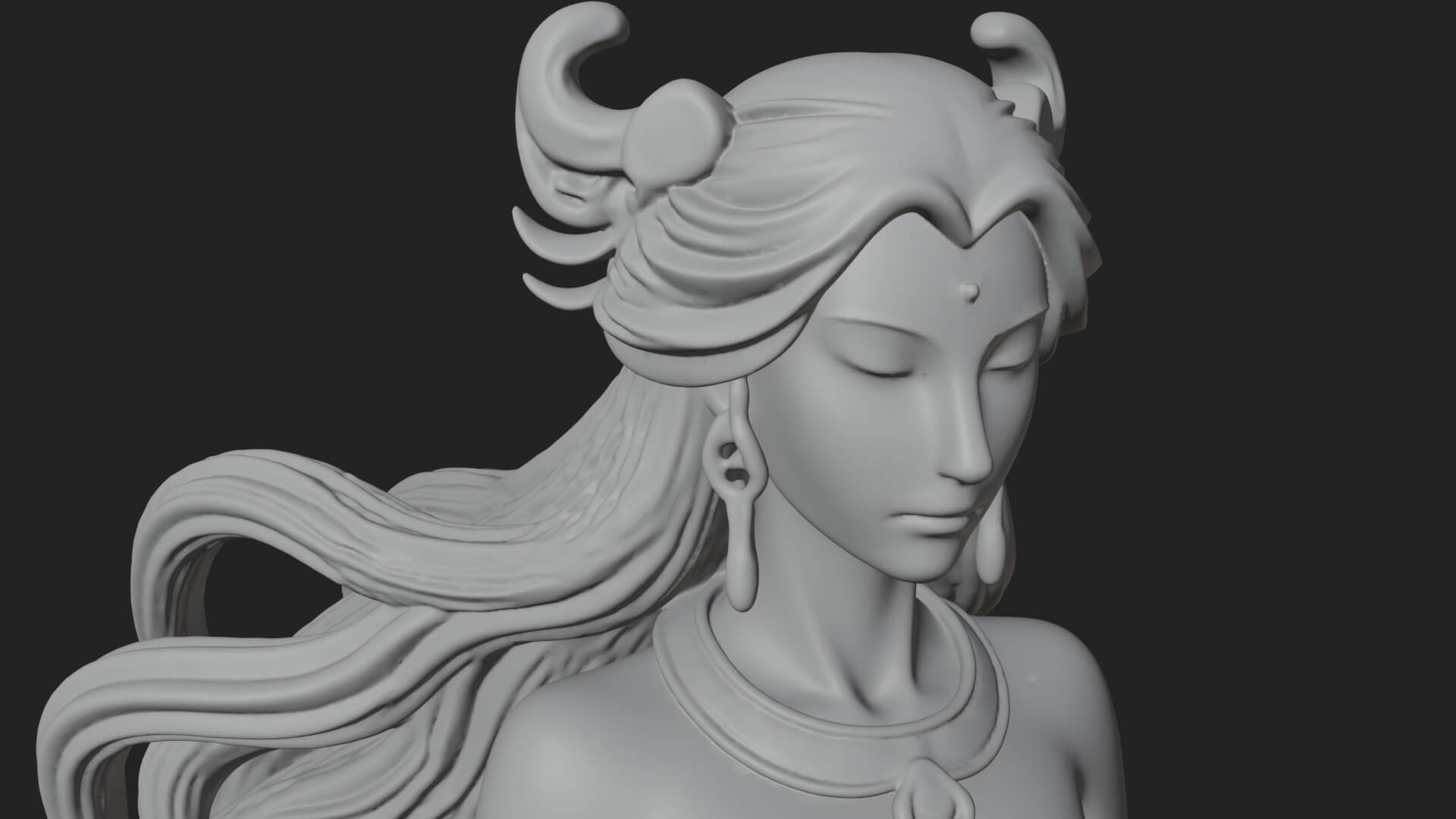 Elven Queen Statue Design 21 3D Print Model 3D Model