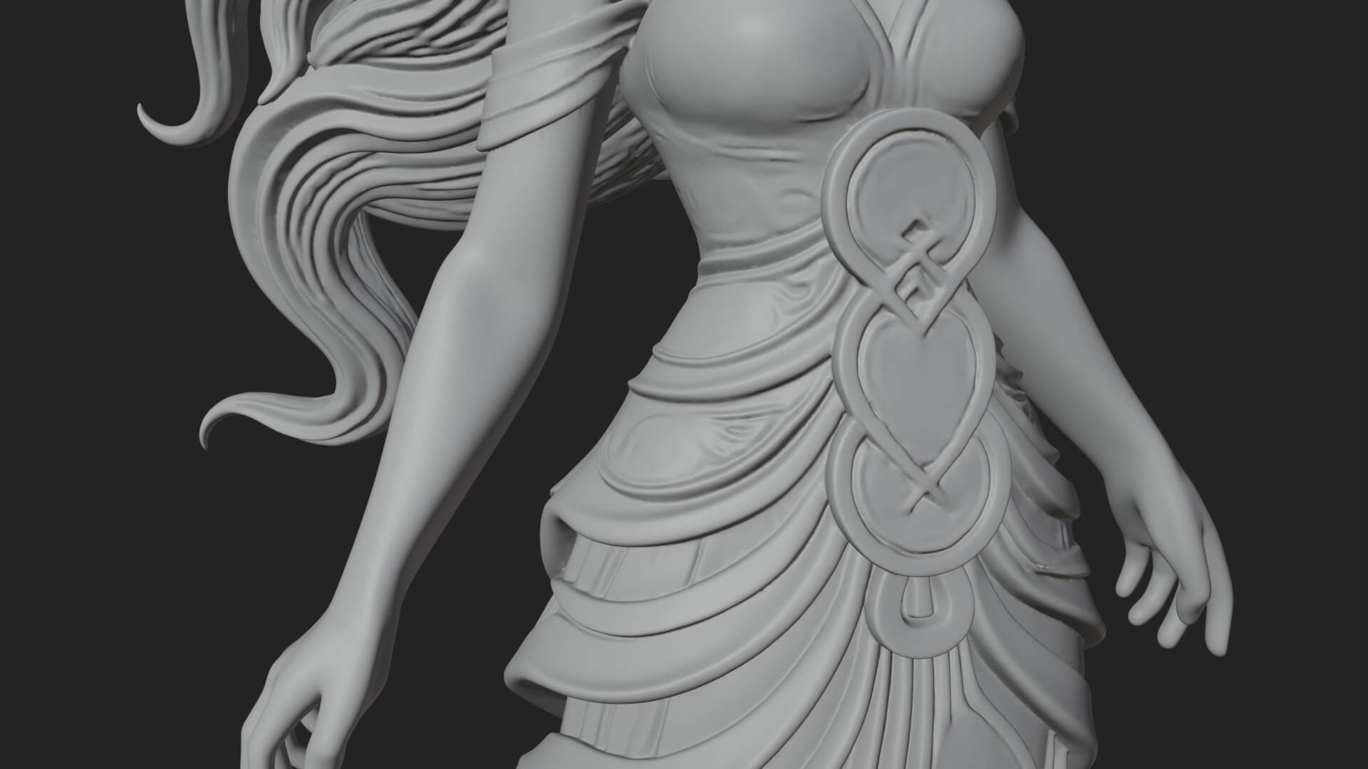 Elven Queen Statue Design 21 3D Print Model 3D Model