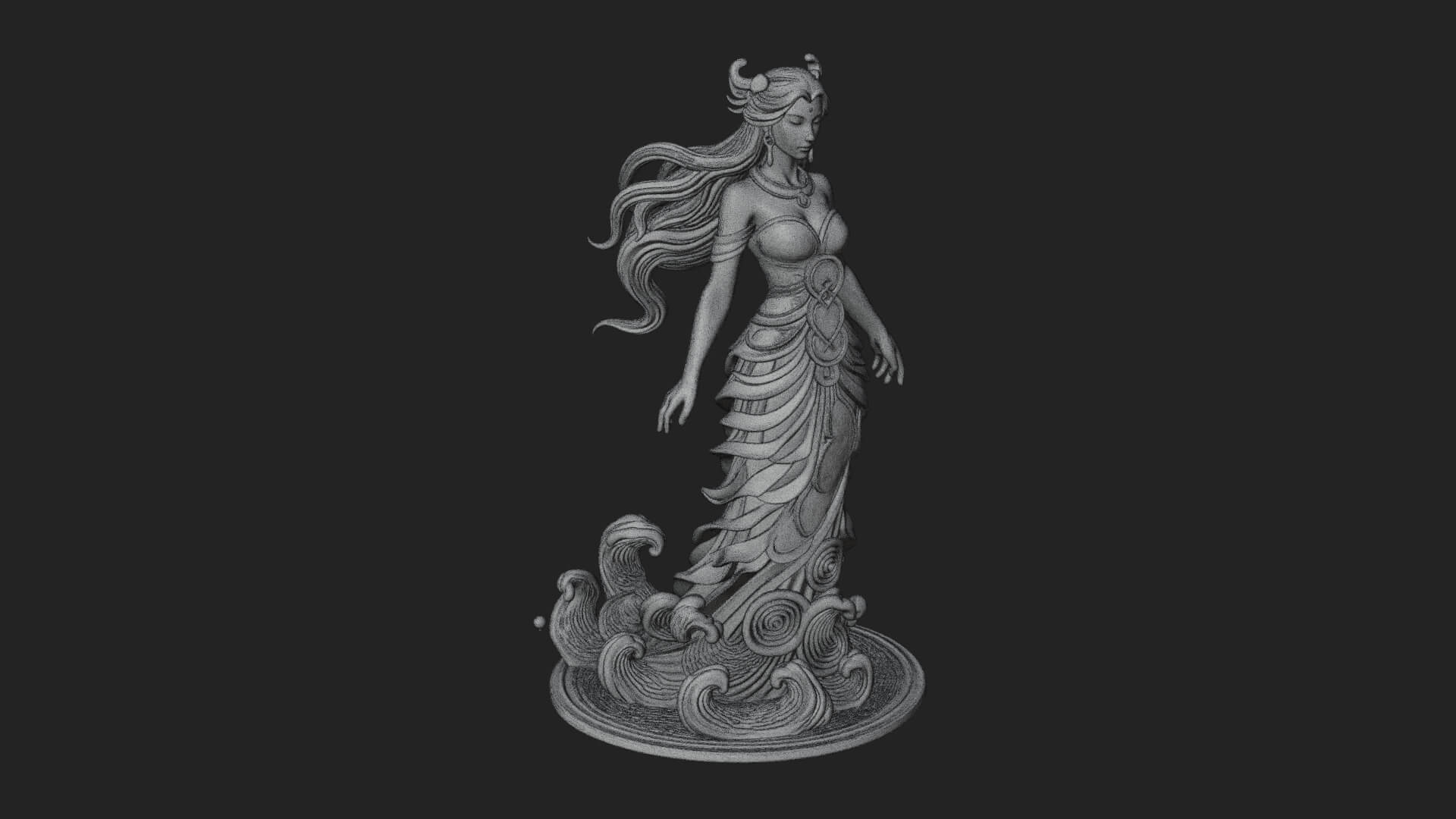 Elven Queen Statue Design 21 3D Print Model 3D Model