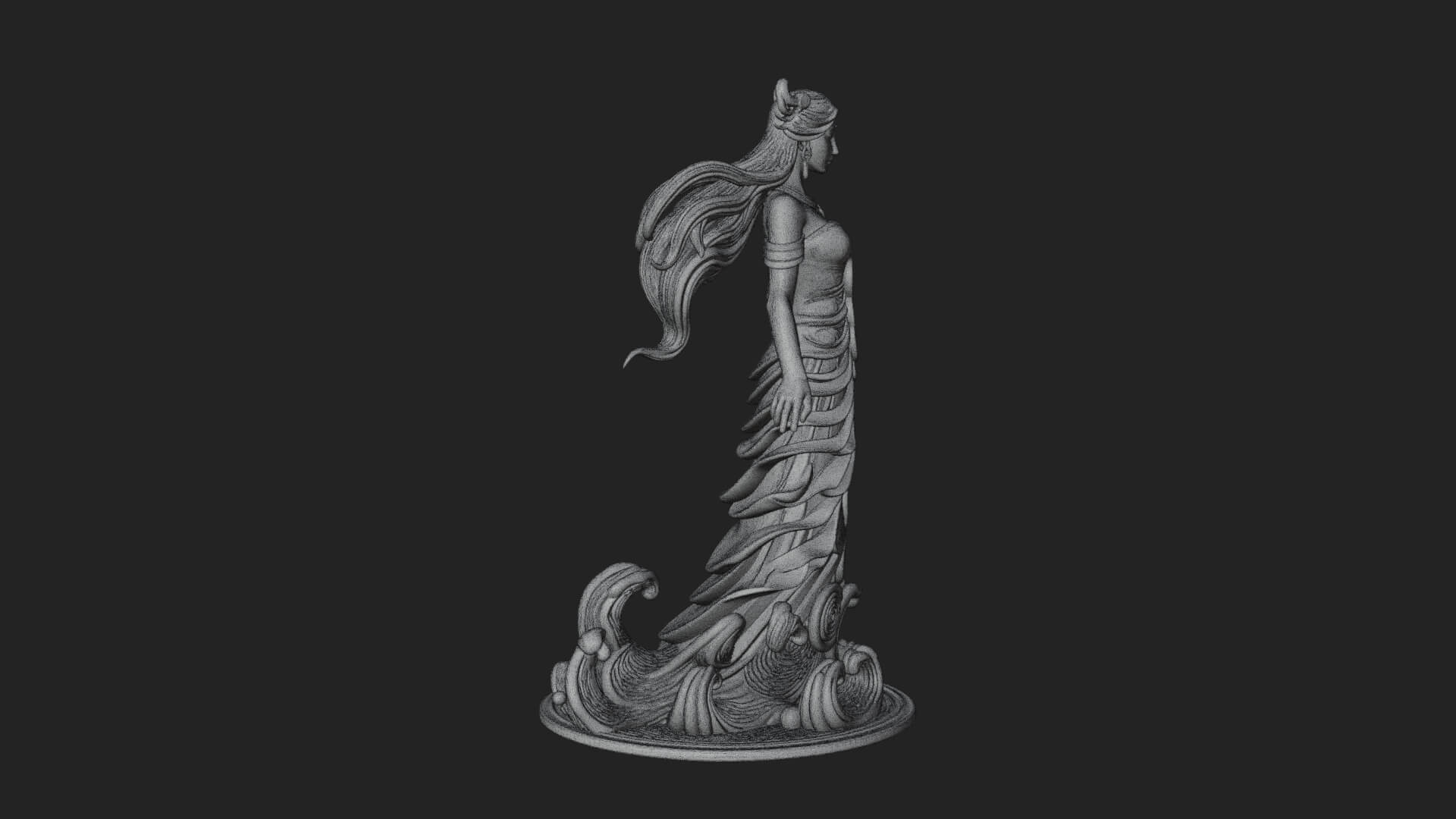 Elven Queen Statue Design 21 3D Print Model 3D Model