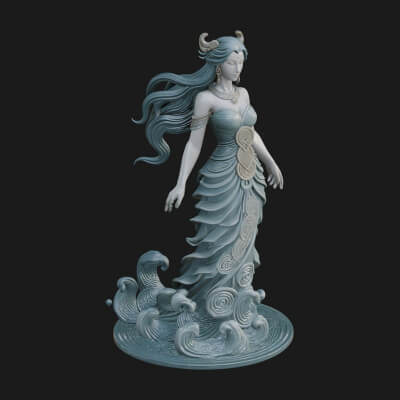 Elven Queen Statue Design 21 3D Print Model