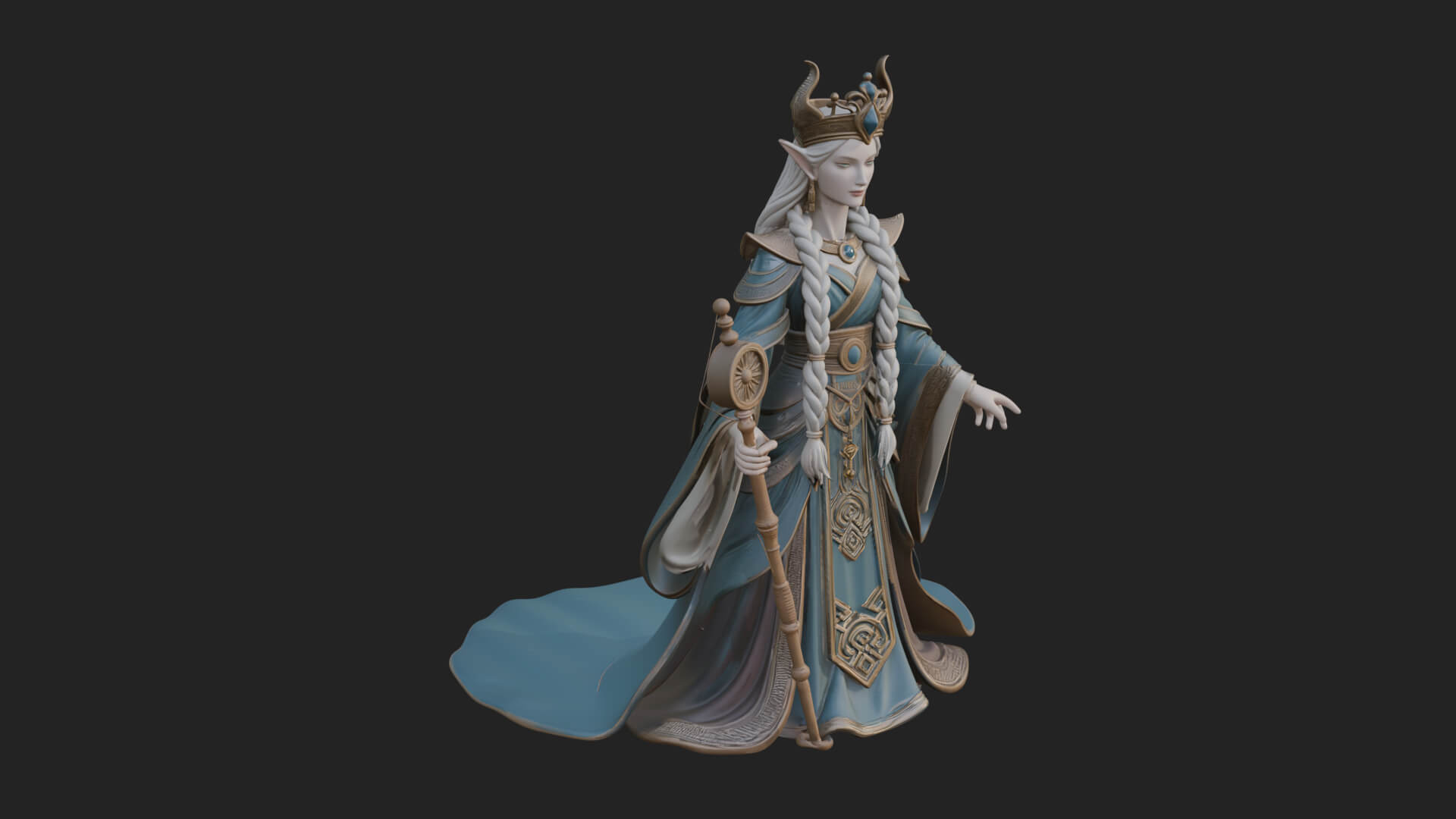 Elven Queen Statue Design 22 3D Print Model 3D Model