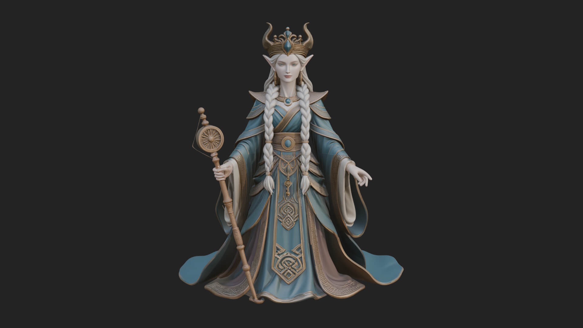 Elven Queen Statue Design 22 3D Print Model 3D Model