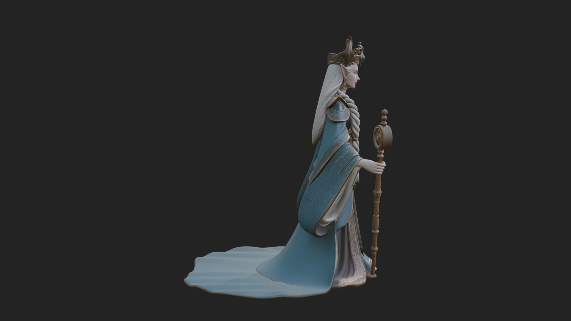 Elven Queen Statue Design 22 3D Print Model 3D Model