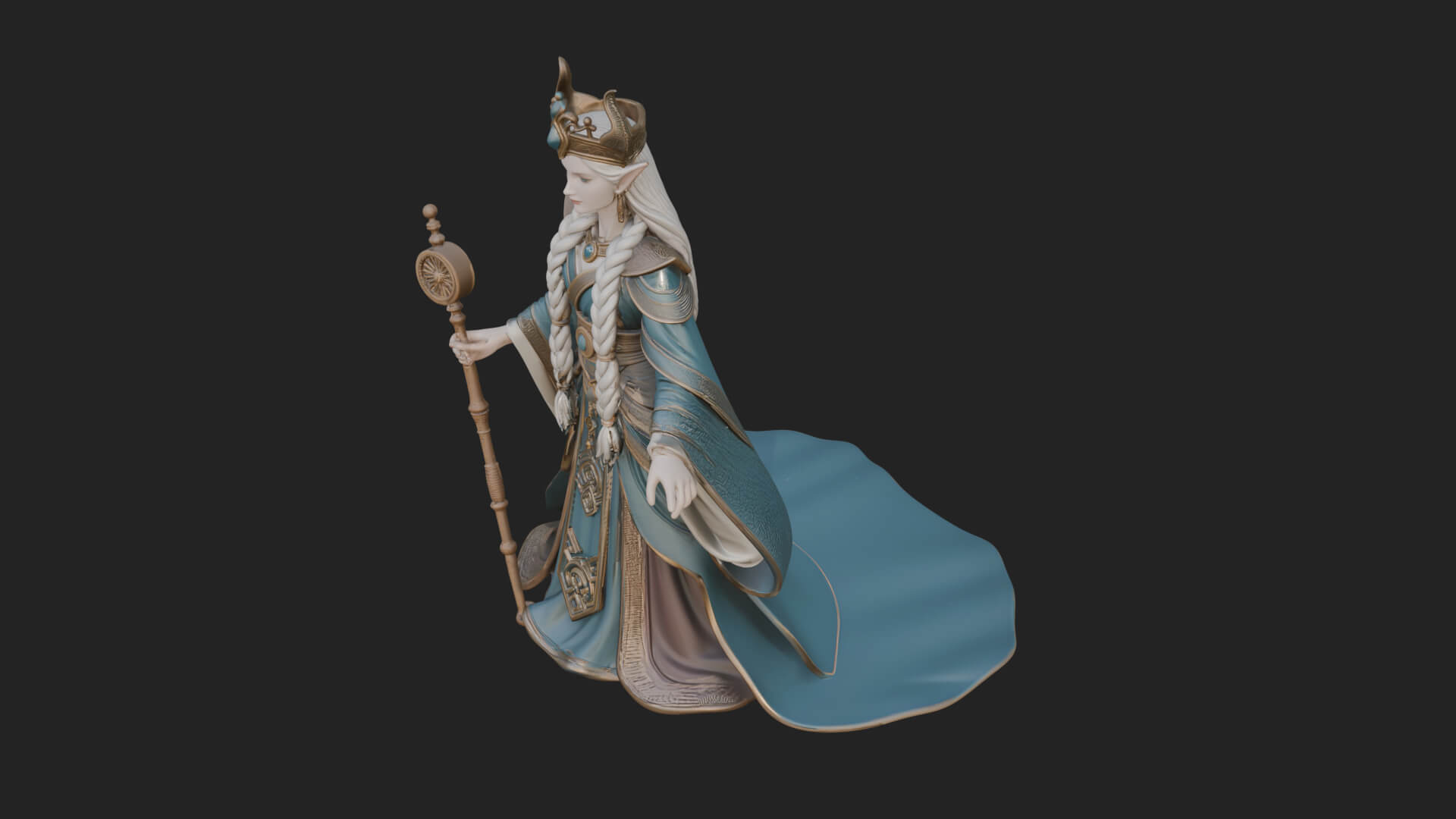 Elven Queen Statue Design 22 3D Print Model 3D Model