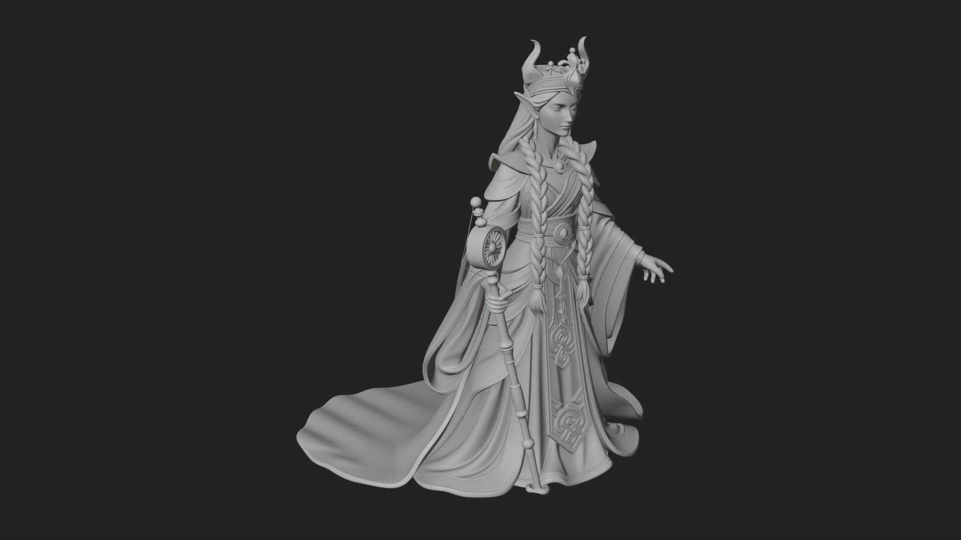 Elven Queen Statue Design 22 3D Print Model 3D Model
