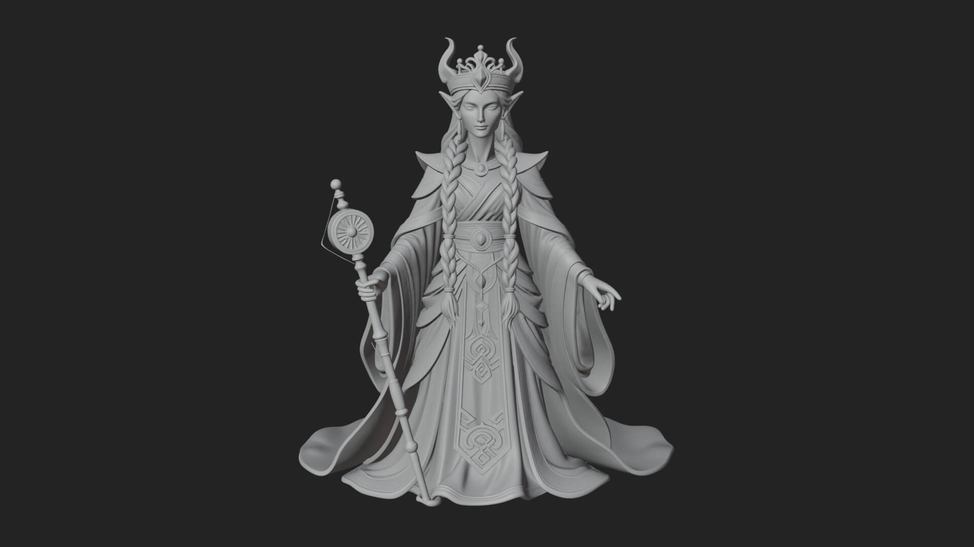 Elven Queen Statue Design 22 3D Print Model 3D Model