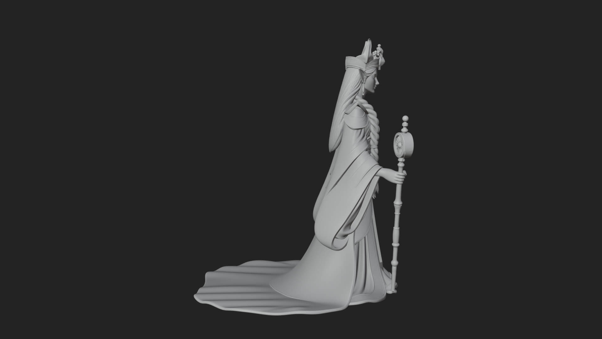 Elven Queen Statue Design 22 3D Print Model 3D Model