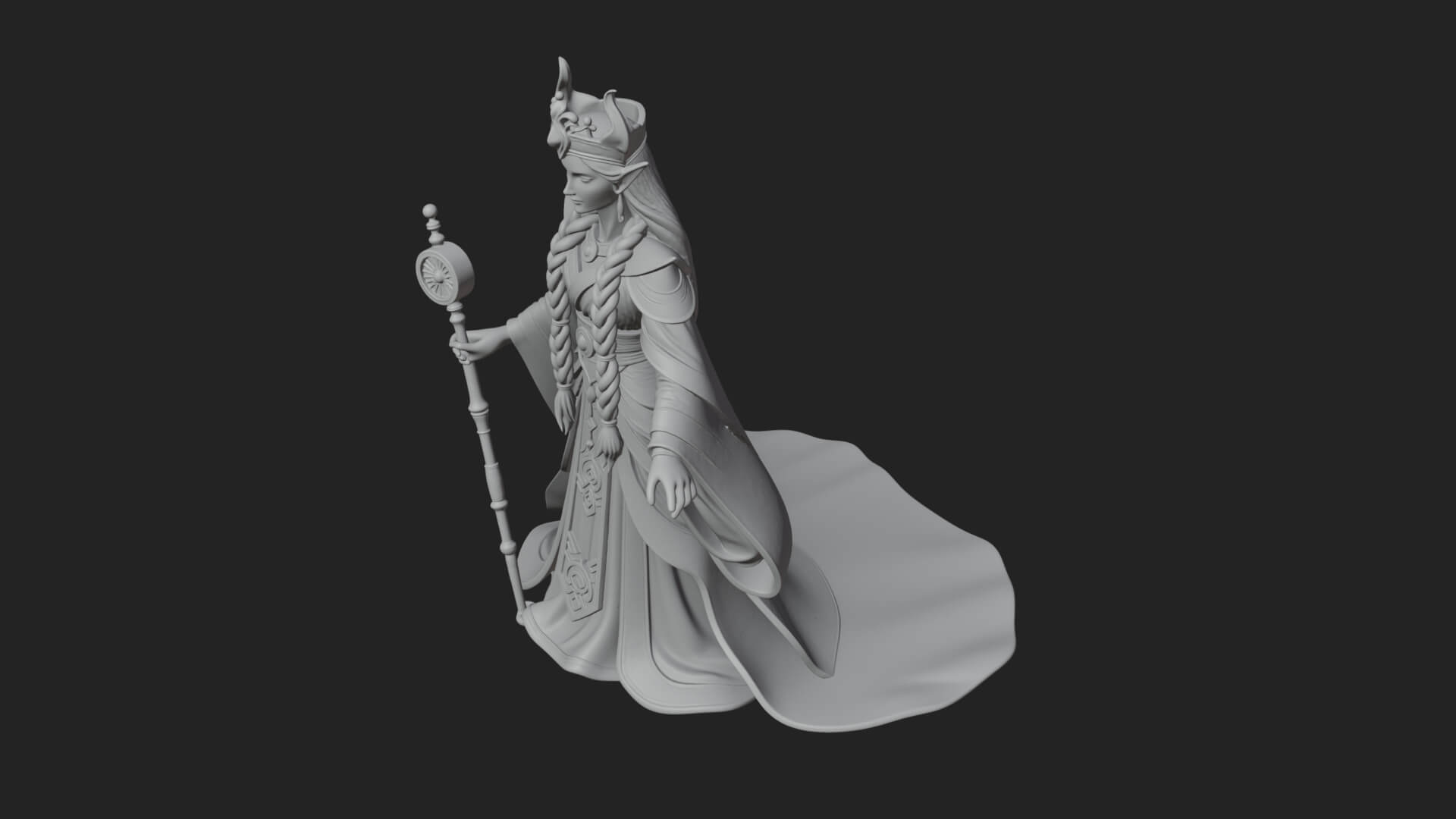 Elven Queen Statue Design 22 3D Print Model 3D Model